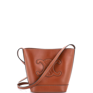 Celine Cuir Triomphe Bucket Bag Leather Small
