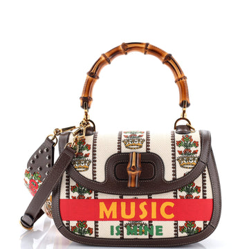 Gucci Bamboo 1947 Top Handle Bag Limited Edition 100 Centennial Printed Canvas Medium