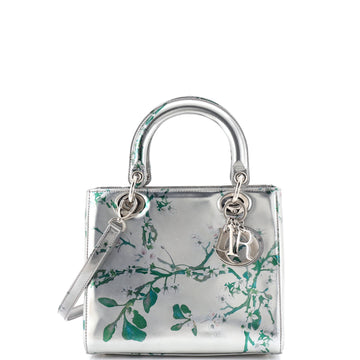 Christian Dior Lady Dior Bag Floral Print Metallic Leather Medium