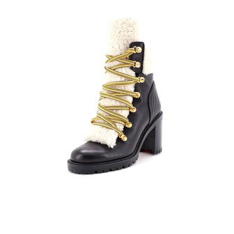 Christian Louboutin Women's Yetita Combat Boots Leather with Shearling