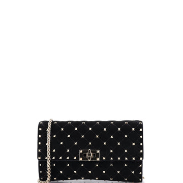 Valentino Garavani Rockstud Spike Wallet on Chain Quilted Suede Small