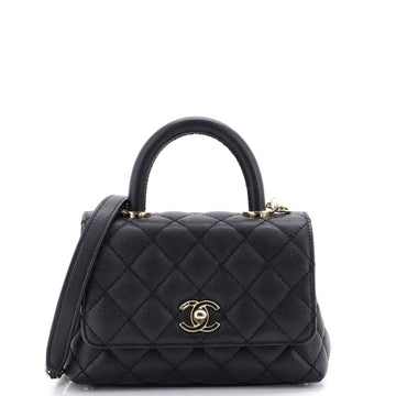 Chanel Coco Top Handle Bag Quilted Caviar Extra Mini