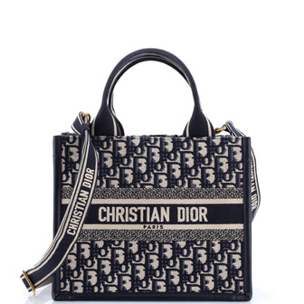 Christian Dior Book Tote with Strap Oblique Canvas Small