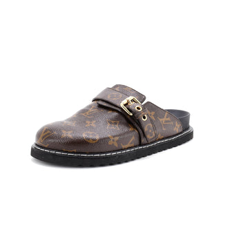 Louis Vuitton Cosy Flat Clog Mules Monogram Canvas and Leather