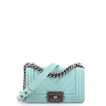 Chanel Boy Flap Bag Chevron Caviar Small