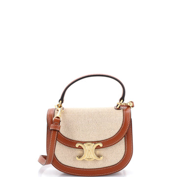 Celine Triomphe Besace Clea Top Handle Flap Bag Leather Mini