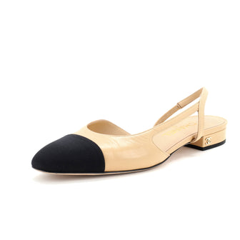 Chanel Women's Cap Toe CC Slingback Flats Leather