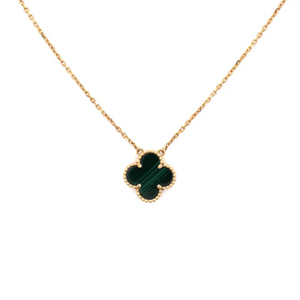 Van Cleef & Arpels Vintage Alhambra Pendant Necklace 18K Yellow Gold and Malachite