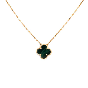 Van Cleef & Arpels Vintage Alhambra Pendant Necklace 18K Yellow Gold and Malachite