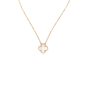 Van Cleef & Arpels Vintage Alhambra Pendant Necklace 18K Yellow Gold and Mother of Pearl