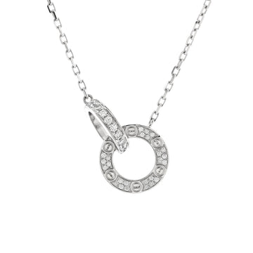 Cartier Love Interlocking Pave Necklace 18K White Gold and Diamonds