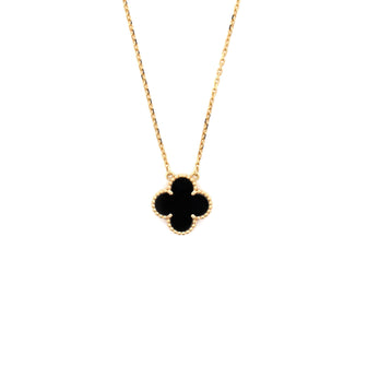Van Cleef & Arpels Vintage Alhambra Pendant Necklace 18K Yellow Gold and Onyx
