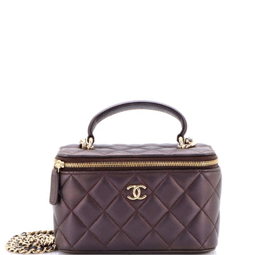 Chanel Classic Top Handle Vanity Case with Chain Quilted Lambskin Small