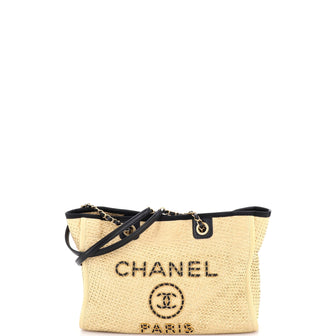 Chanel Deauville Tote Straw with Chain Detail Small