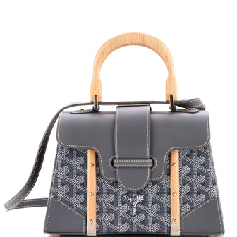 Goyard Structured Saigon Top Handle Bag Coated Canvas with Leather Mini