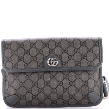 Gucci Ophidia Flap Belt Bag GG Coated Canvas with Leather