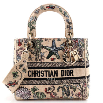 Christian Dior Lady D-Lite Bag Embroidered Raffia Medium