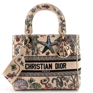 Christian Dior Lady D-Lite Bag Embroidered Raffia Medium