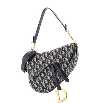 Christian Dior Saddle Handbag with Strap Oblique Canvas Medium