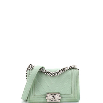 Chanel Boy Flap Bag Chevron Calfskin Small