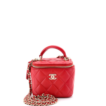 Chanel Classic Top Handle Vanity Case with Chain Quilted Lambskin Mini