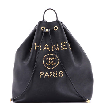 Chanel Deauville Backpack Studded Caviar Large