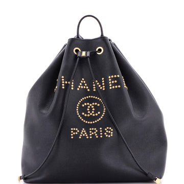 Chanel Deauville Backpack Studded Caviar Large