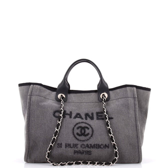 Chanel Deauville Tote Canvas with Sequins Medium