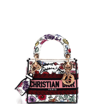 Christian Dior Lady D-Lite Bag Embroidered Canvas Mini
