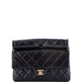 Chanel Classic Roll Clutch Quilted Crumpled Calfskin Medium