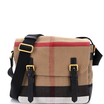 Burberry Baildon Messenger Bag House Check Canvas Medium