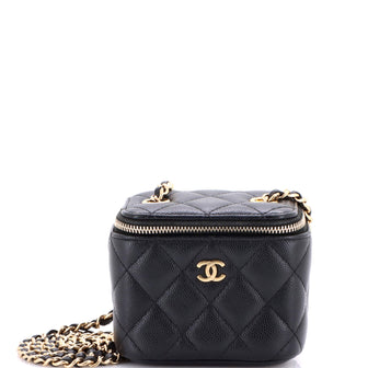 Chanel Classic Vanity Case with Chain Quilted Caviar Mini