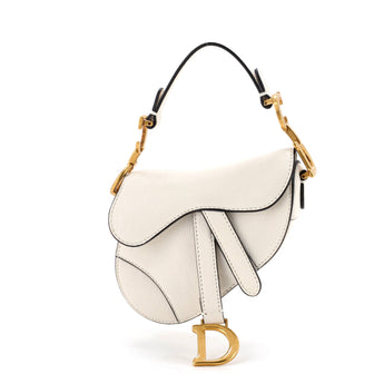Christian Dior Saddle Handbag with Strap Leather Micro