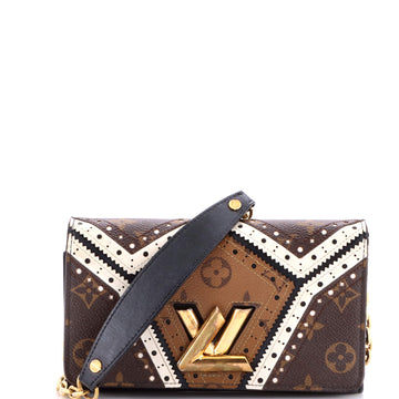 Louis Vuitton Twist Chain Wallet Limited Edition Brogue Reverse Monogram Canvas and Leather