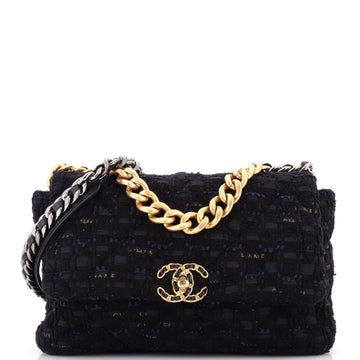 Chanel 19 Flap Bag Quilted Tweed and Ribbon Large