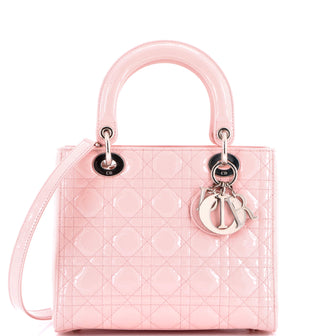 Christian Dior Lady Dior Bag Cannage Quilt Patent Medium