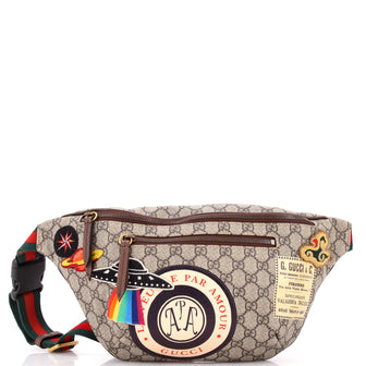 Gucci Courrier Zip Belt Bag GG Coated Canvas with Applique