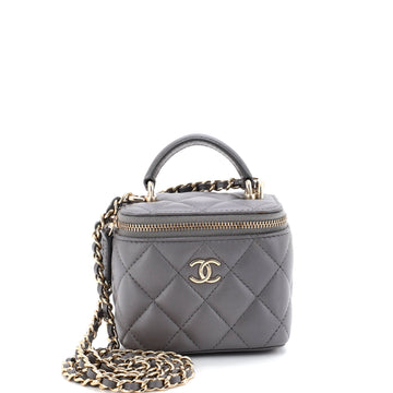 Chanel Classic Top Handle Vanity Case with Chain Quilted Lambskin Mini