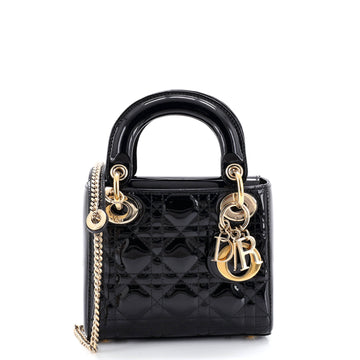 Christian Dior Lady Dior Chain Bag Cannage Quilt Patent Mini