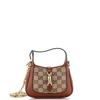 Gucci Jackie 1961 Chain Hobo Crystal Embellished GG Canvas Mini