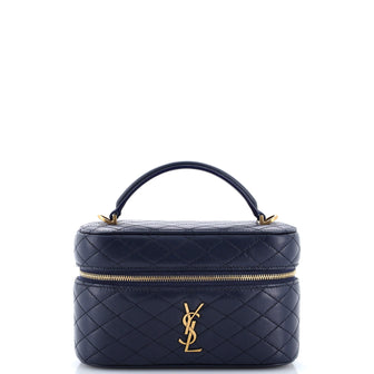 Saint Laurent Gaby Zip Around Vanity Bag Quilted Leather Mini