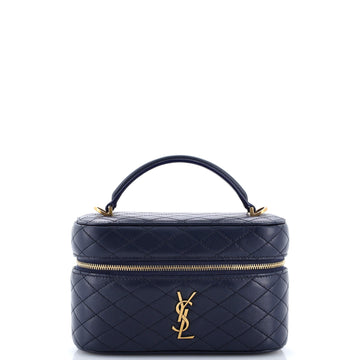 Saint Laurent Gaby Zip Around Vanity Bag Quilted Leather Mini