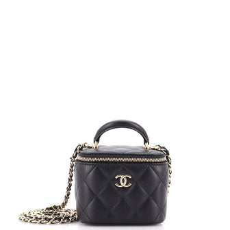 Chanel Classic Top Handle Vanity Case with Chain Quilted Lambskin Mini
