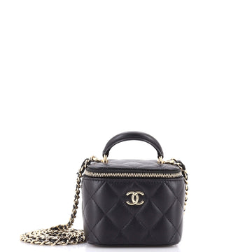 Chanel Classic Top Handle Vanity Case with Chain Quilted Lambskin Mini