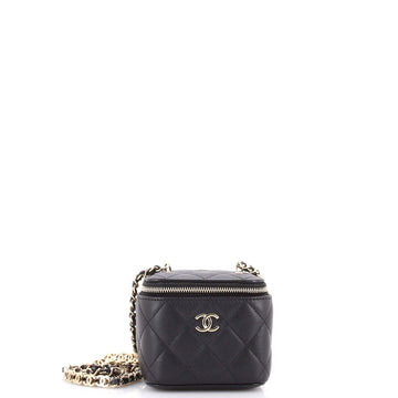 Chanel Tiny CC Link Vanity Case with Chain Quilted Caviar Mini