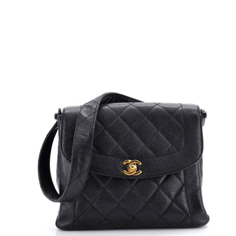 Chanel Vintage CC Flap Shoulder Bag Quilted Caviar Medium