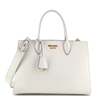 Prada Side Pleat Tote Saffiano Leather Large