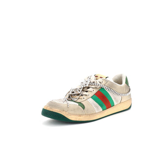 Gucci Screener Sneakers Distressed Leather with Crystals