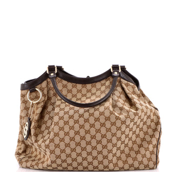 Gucci Sukey Tote GG Canvas with Leather Large