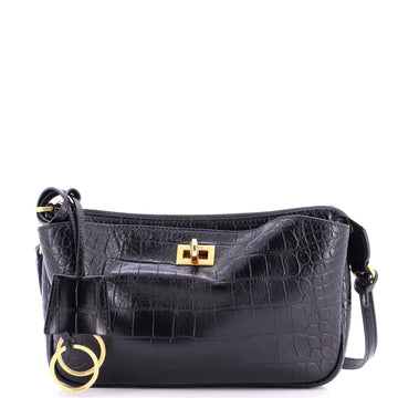 Balenciaga Rodeo Sling Pochette Shoulder Bag Crocodile Embossed Leather